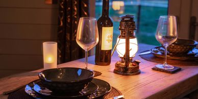 Romantic dinners when glamping in Rutland near Rutland Water