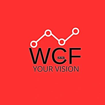 Logo with 'WCF Your Vision' and a line graph on a red background.