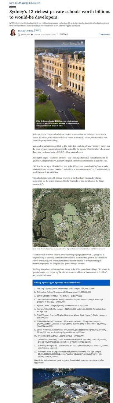 In the Daily Telegraph appraising Schools in the Billions