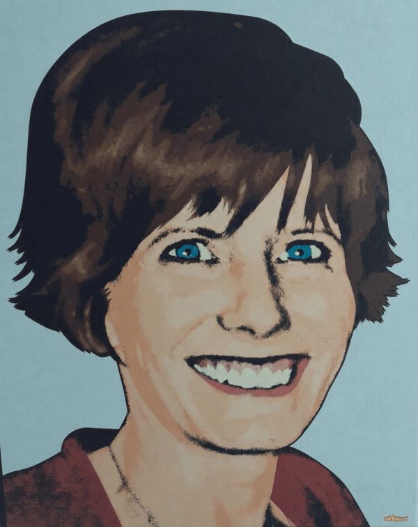Painted portrait of Doven Brezner, LCSW, against a muted blue background.