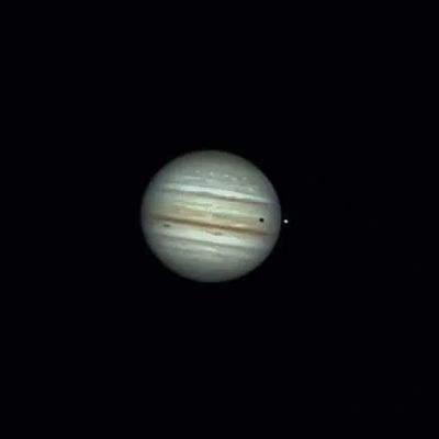 Jupiter and one of its moons casting a shadow on Jupiter. Photo by DMAS member Scott Dearinger, 2021
