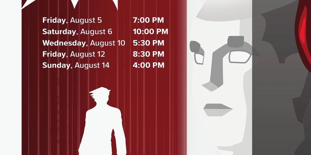 Abstract silhouette of a person against a red and gray background.
