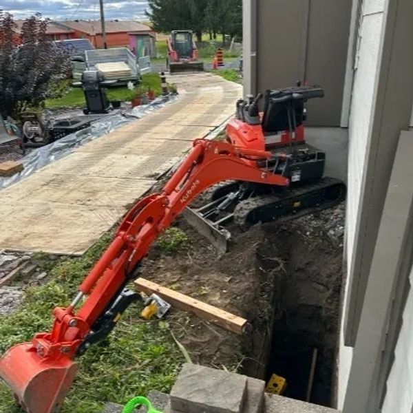 Foundation repair with mini excavator 