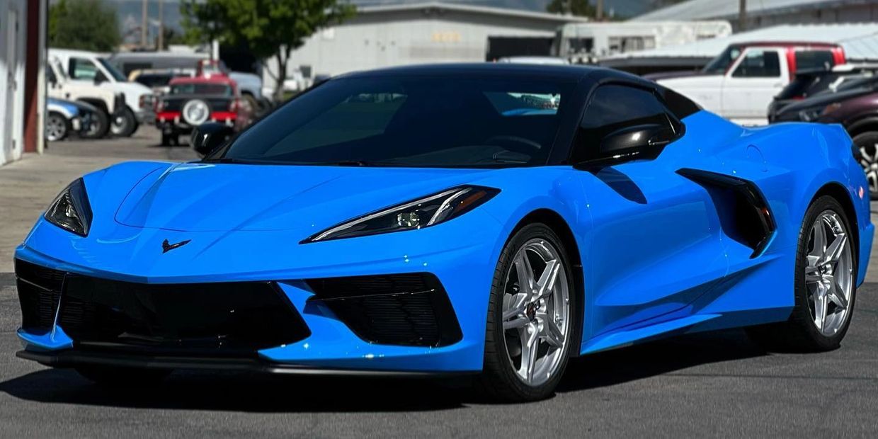 Blue Corvette with full Paint Protection Film Installed