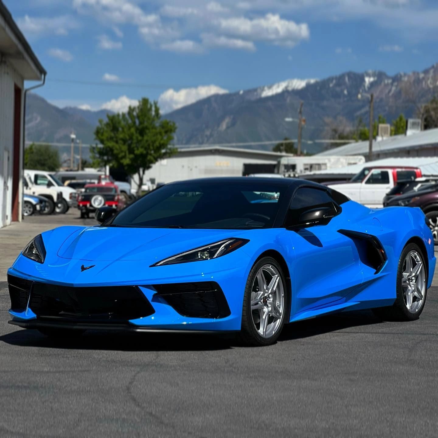 Blue Corvette with full-vehicle paint protection film