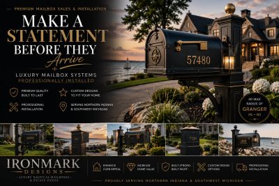 Luxury mailbox systems by Ironmark Designs enhance home curb appeal in Northern Indiana and Southwest Michigan.