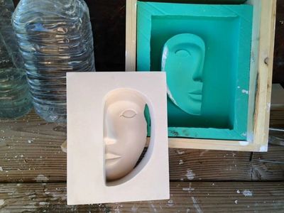 Silicone mold and plaster cast.