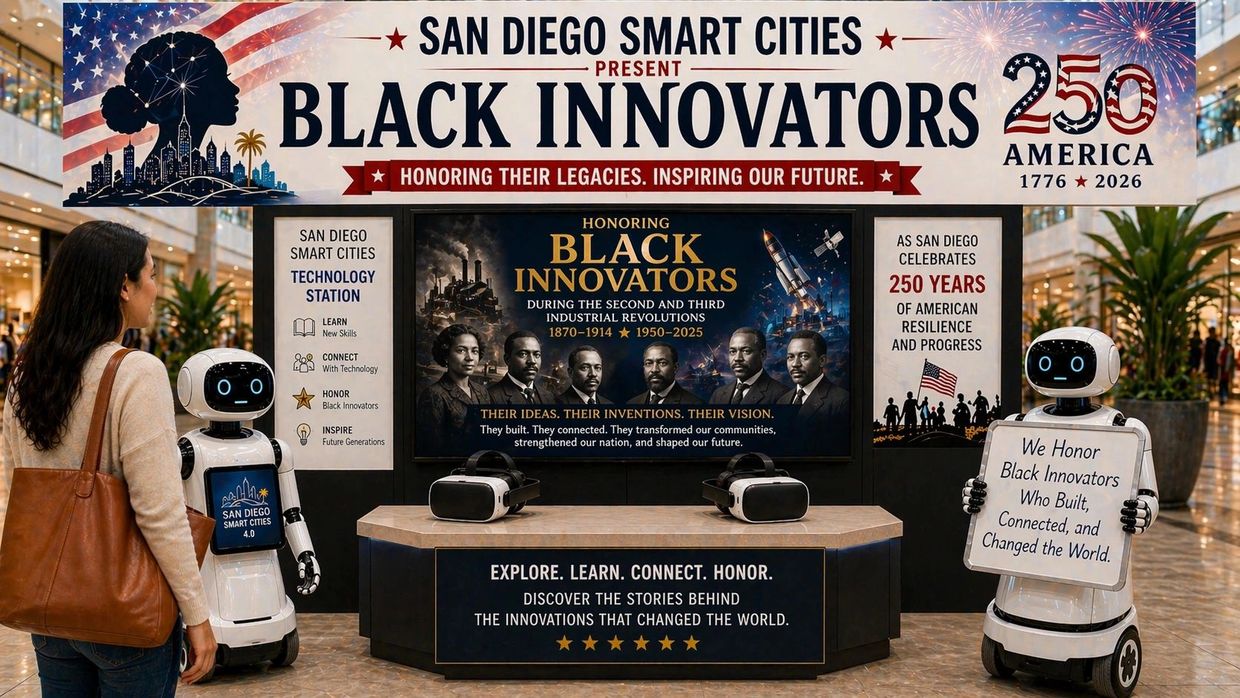 San Diego Smart Cities exhibit honors Black innovators with robots and VR technology.