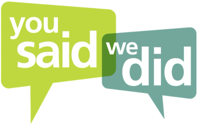 Speech bubbles with 'you said' and 'we did'.
