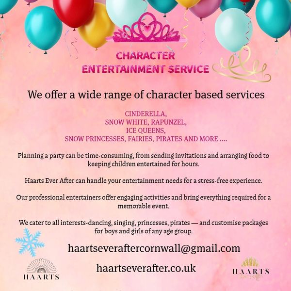 Advertisement for character-based entertainment services.