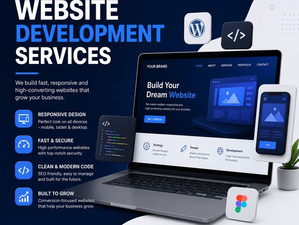 Website development services with responsive design and modern code.