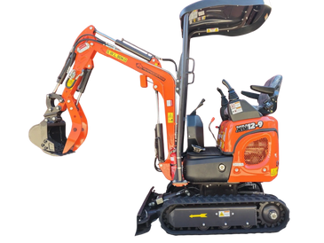 The 1.2T Rhinoceros mini excavator with Japanese Kubota engine and side joysticks.