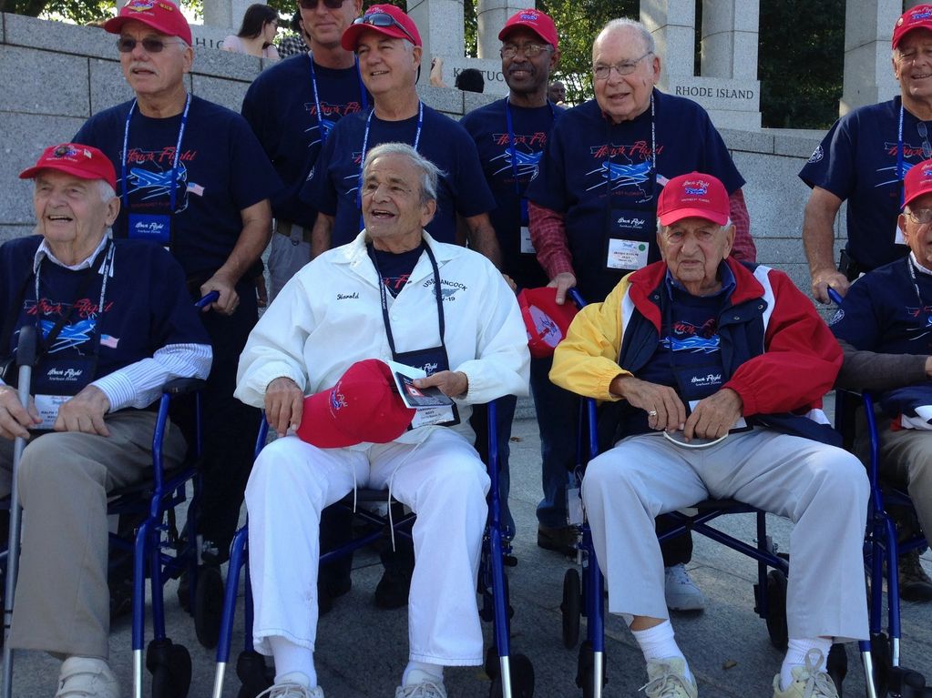 Captain Morris Pruchansky with a group of his fellow veterans