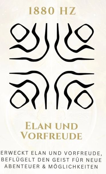 Graphic design featuring 1880 Hz frequency and German text about enthusiasm and anticipation.