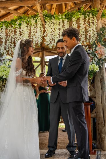 Beautiful bride smiling gracefully in her wedding attire