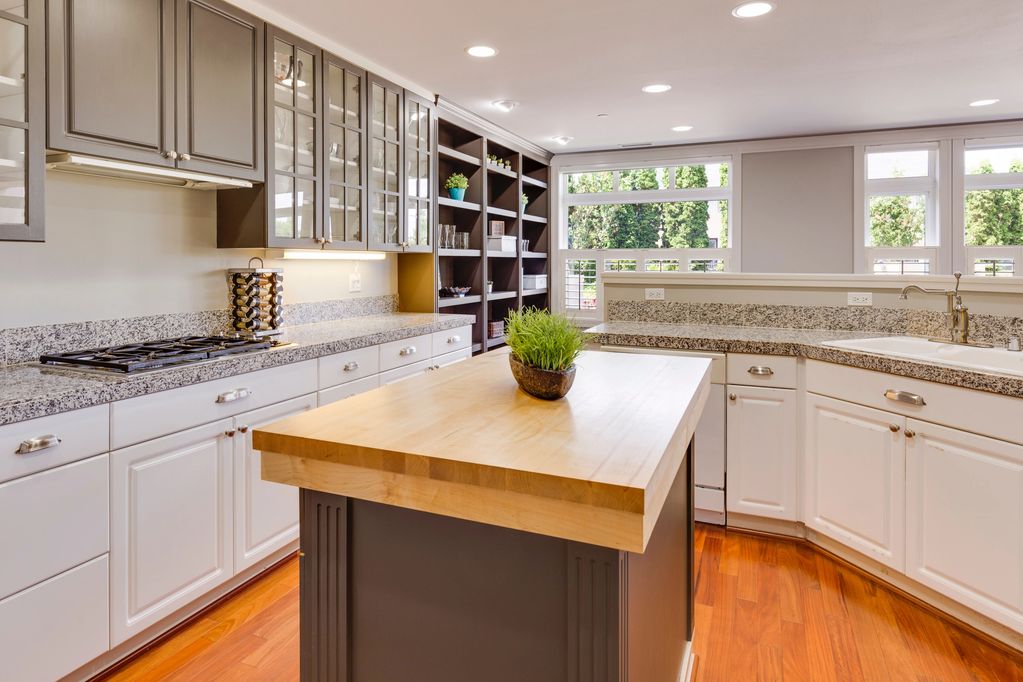 Kitchen Remodel, Custom Cabinets, Cabinet Paint, Wood Flooring, Stone Countertops, Recessed Lighting