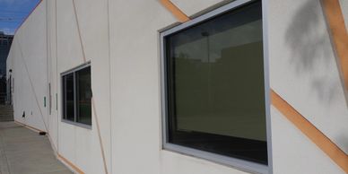 COMMERCIAL BUILDING WITH BIG WINDOWS 