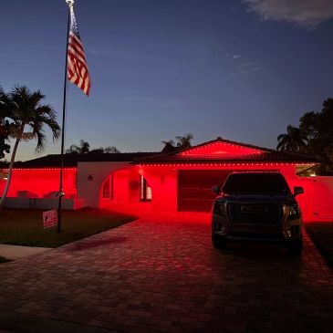 All red permanent lighting. App controlled year round setting functions!
