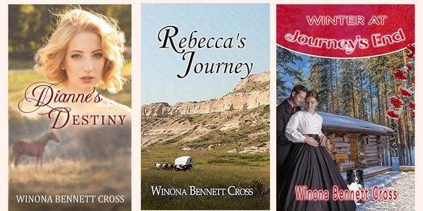 Three historical romance book covers by Winona Bennett Cross.