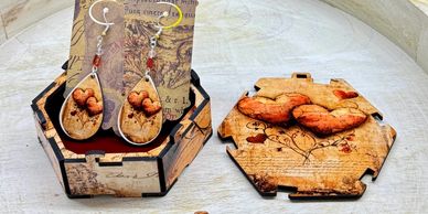 Two Hearts matching earrings and jewelry box
