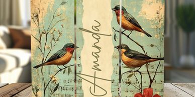 Personalized 20 oz Tumbler Bird Song with Name