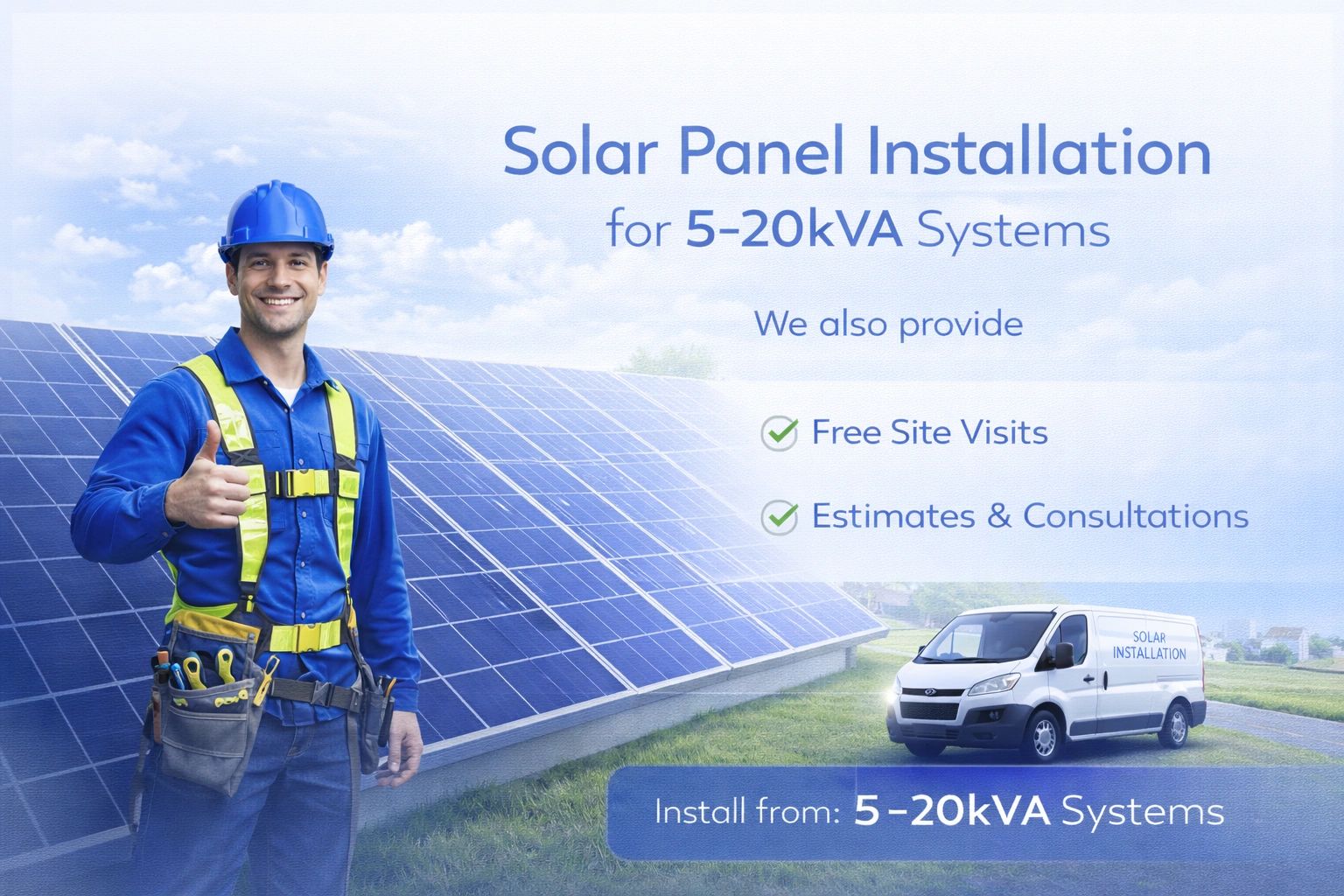 Solar panel installation services with free visits and estimates.