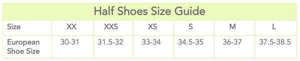 rhythmic gymnastics half shoes size guide