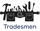 Silhouette of various tools in a tool belt labeled 'Tradesmen'.