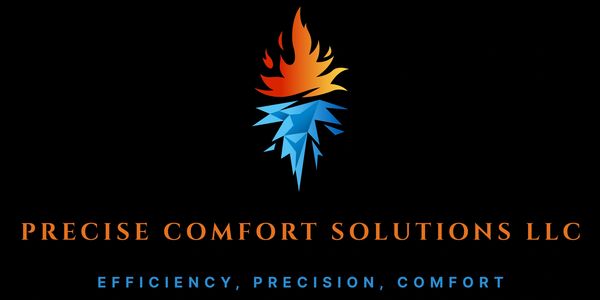 Logo of Precise Comfort Solutions LLC with fire and ice elements.