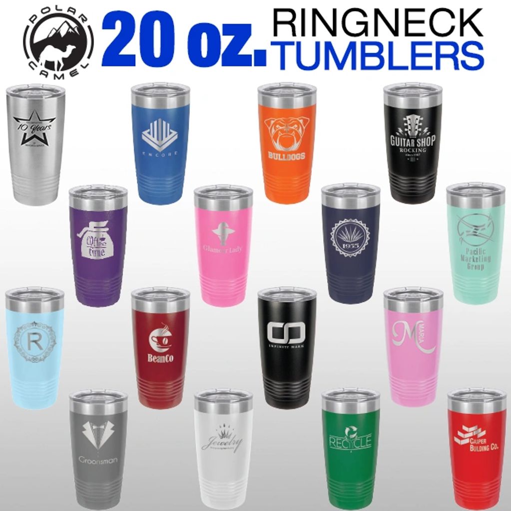 20 Oz. powder coated engravable tumblers in multiple colors. 