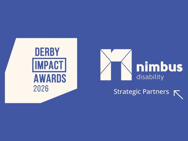 Nimbus Disability Logo with Derby Impact awards logo, Nimbus are described as Strategic Partners