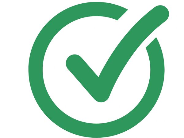 Green checkmark inside a circle.