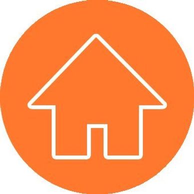 White house icon on an orange circular background.