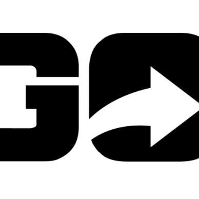 Black arrow pointing right integrated within bold letters against white background.