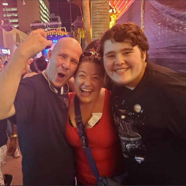 The Ivanov Family enjoying a concert on Fremont Street in Las Vegas.