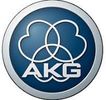 Logo of AKG with three overlapping cloud shapes and text.