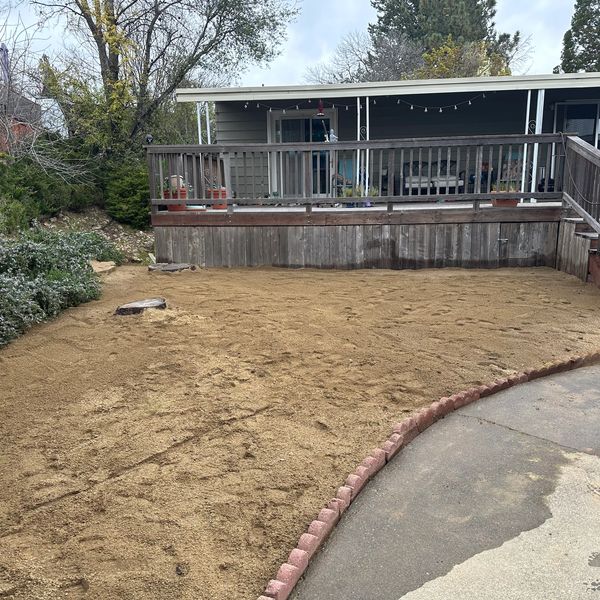 After hardscaping 
:decomposed granite patio 