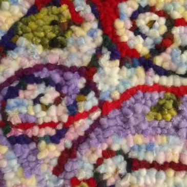 Detail from hooked fleece rug.