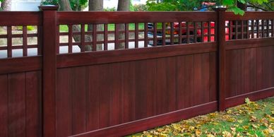 Brown PVC Fence with Old English Lattice