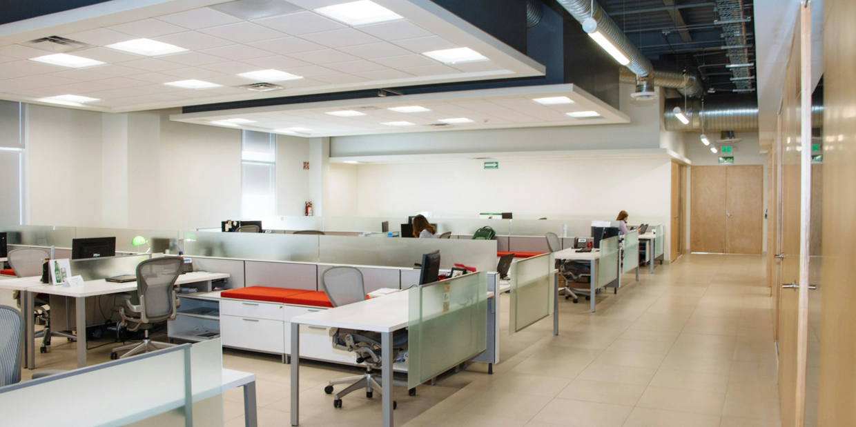 "Clean and organized office space in Minneapolis, maintained by Mavens Property Maintenance.”