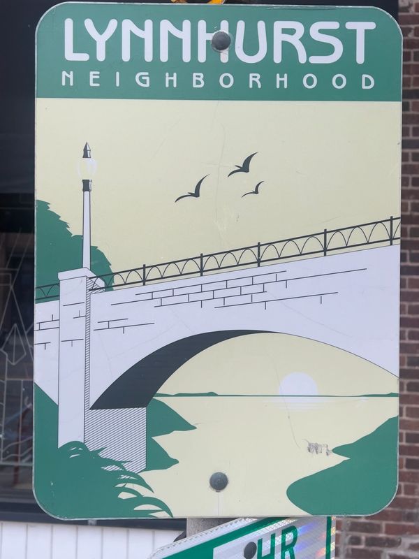 Photo of the Lynnhurst neighborhood sign in Minneapolis.  Located next to George and the Dragon.