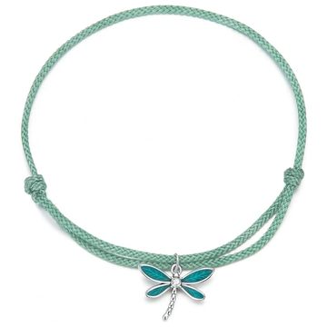  Green Rope and Silver Dragonfly Bracelet