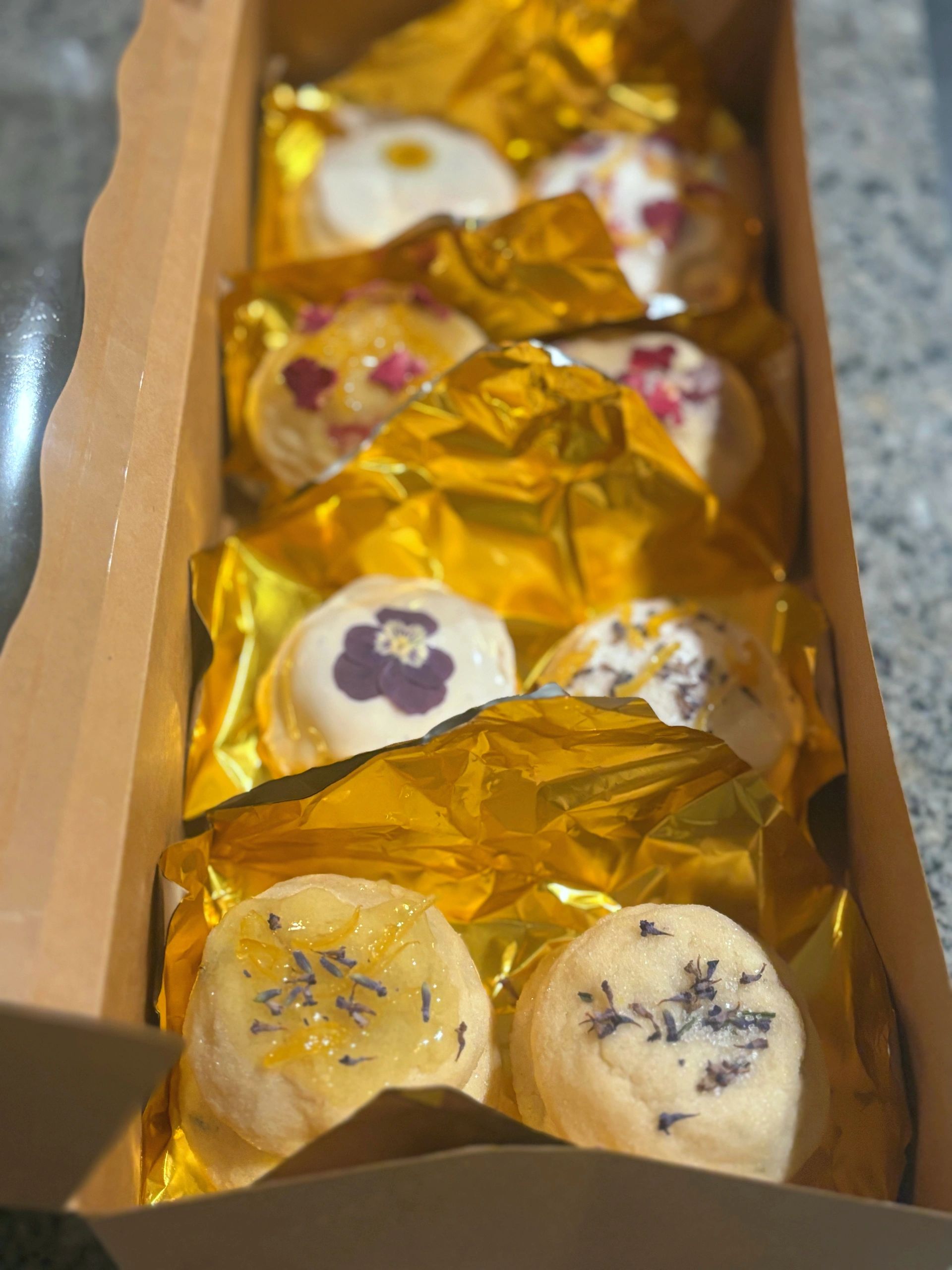 Flora Delight Cookies; Lavender & Rose.