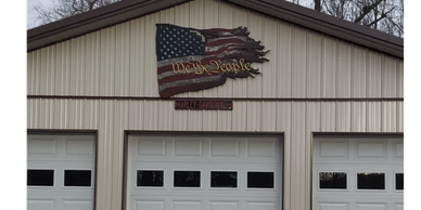 Large patriotic 3D painted flag.