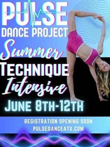 Dance flyer for Pulse Dance Project's Summer Technique Intensive, June 8-12.