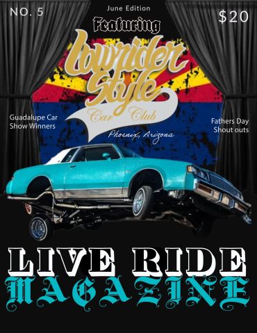 Cover of Live Ride Magazine featuring a turquoise lowrider car.