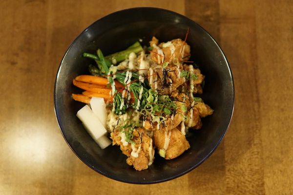 Chicken nanban bowl with yuzu daikon pickle.