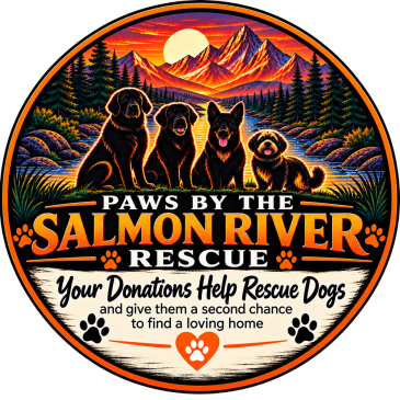 Logo of Salmon River Rescue for dog donations.