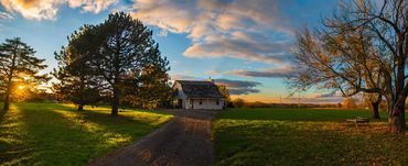 Barn in Olathe Kansas. Beautiful sunlight in October.