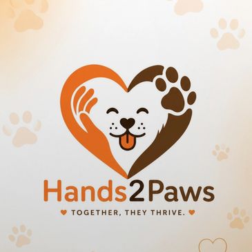 Hands2Paws logo with heart and paw design.